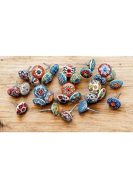 Seramik Tokmak, Vintage Görünümlü, Çiçek Tasarımlı, Kapılar, Dolaplar, Çekmeceler Için Kulplar, 20 Adet fiyatları