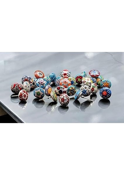 Seramik Tokmak, Vintage Görünümlü, Çiçek Tasarımlı, Kapılar, Dolaplar, Çekmeceler Için Kulplar, 20 Adet fırsatları