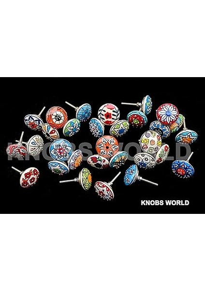 Seramik Tokmak, Vintage Görünümlü, Çiçek Tasarımlı, Kapılar, Dolaplar, Çekmeceler Için Kulplar, 20 Adet indirimleri