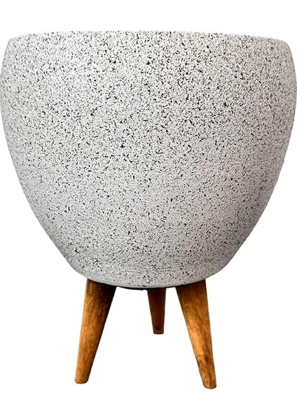 Tasarımı Ev Dekorasyon Beyaz Granit Toprak Saksı Saksılık Salon Çiçeklik 3 Ayaklı - 15 cm fiyatları