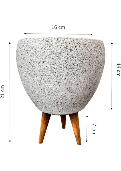 Tasarımı Ev Dekorasyon Beyaz Granit Toprak Saksı Saksılık Salon Çiçeklik 3 Ayaklı - 15 cm fırsatları