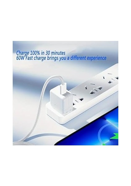 60W Iki Ucu Type-C Örgü Kablo, 1 Metre, Hızlı Şarj ve Veri Aktarımı, Dayanıklı ve Uzun Ömürlü Tasarım, Laptop ve Telefon Uyumlu, Beyaz fırsatları