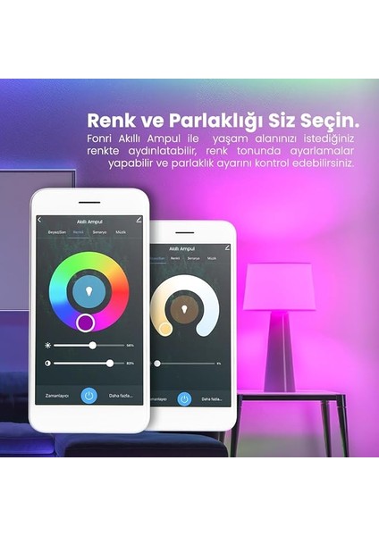 Akıllı LED Ampul, 9W-TITREŞIMSIZ, 16.7 Milyon Renk, Sesli Kontrol, 2 Yıl Garantili (2) indirimleri