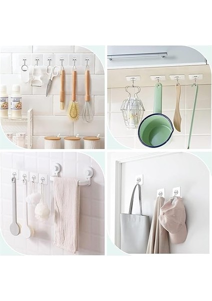 10 Adet Şeffaf Duvar Askısı Iz Bırakmayan Güçlü Yapışkanlı Kapı Arkası Banyo Mutfak Düzenleyici Metal Kanca Askılık fiyatları