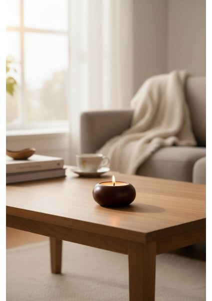 Yuvarlak Gövdeli Bordo Mini Mumluk 6,5 cm x 6,5 cm