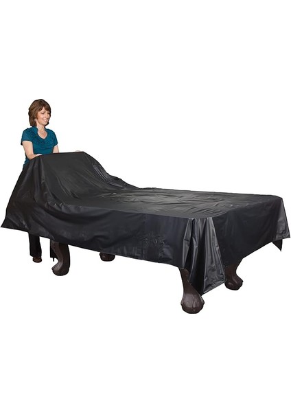 Sports Vinil Bilardo Masası Örtüsü - Oyun Masası Için Bilardo Ekipmanları ve Bilardo Masası Aksesuarları, Ağırlıklı Köşeleri ile Ağır Hizmet Tipi Siyah