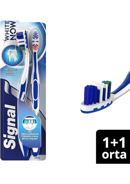 White Now Beyaz Dişler 2'li (1+1) Orta Diş Fırçası fiyatları