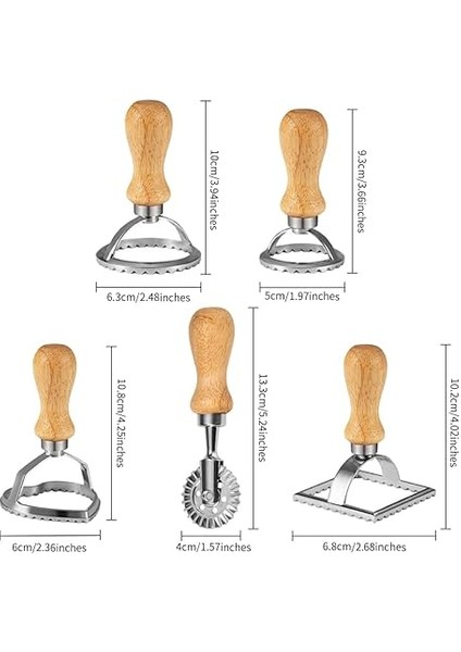 Ravioli 5'li Set, Hamur Tekerleği, Mantı Kesici, Hamur Torbası Şekillendirici, Kare Yuvarlak Kalp Şeklinde Ravioli Şekillendirici, Makarna Presi fiyatları