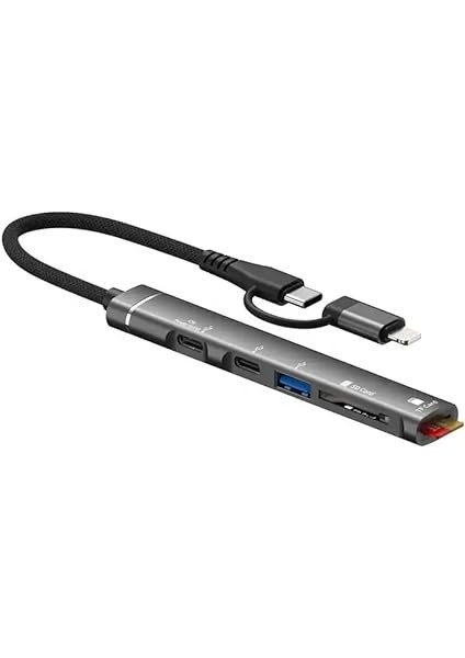 Type-C ve Lightning Uçlu Değiştirilebilir Başlık iPhone 15 Uyumlu Sd Kart Tf Kart Micro Sd Kart Okuyucu USB 3.0 Girişli Tak Çalıştır ZR563 fiyatları