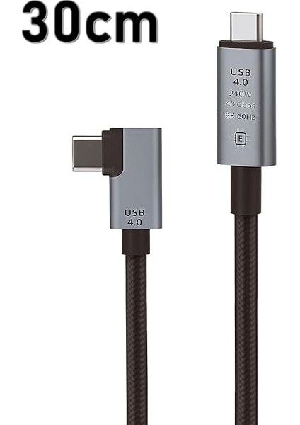 40GBPS 240W 4.0 Thunderbolt L Shape Type-C To Type-C Şarj, Data ve 8k 60Hz Data Transfer Kablosu Tip C 30 cm - PD240W indirimleri