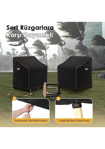 Çift Kişilik Bahçe Koltuk Örtüsü, Koruma Kılıfı, Su Geçirmez Açık Hava Bahçe Mobilya Kılıfları, Dış Mekan Sandalye Kılıfı Örtü Branda, Ağır Hizmet Tipi, 215-90-90CM - Siyah fırsatları
