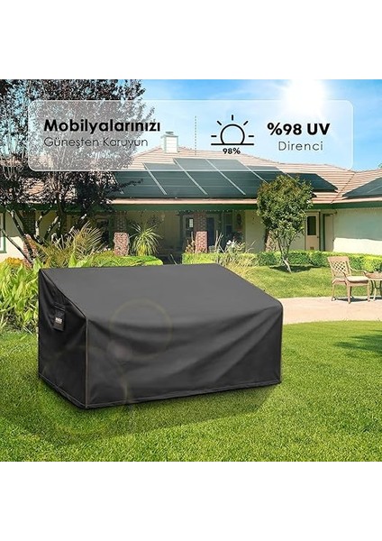 Çift Kişilik Bahçe Koltuk Örtüsü, Koruma Kılıfı, Su Geçirmez Açık Hava Bahçe Mobilya Kılıfları, Dış Mekan Sandalye Kılıfı Örtü Branda, Ağır Hizmet Tipi, 215-90-90CM - Siyah indirimleri