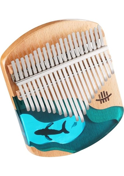 Uru Kalimba Piyano 21 Tuşları Kayın Ağacı Başparmak Parmak Piyano Taşınabilir Enstrüman Mavi Okyanus Balina Desen Çocuklar Için Yetişkinler Yeni Başlayanlar Için Tuning Çekiç ile Songbook