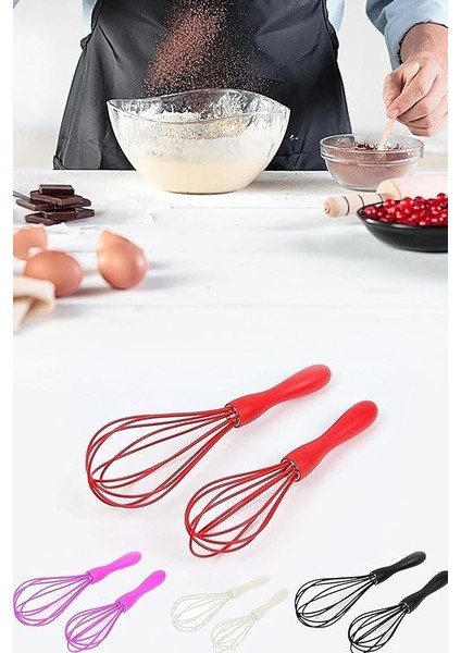 2'li Silikon Yumurta Puding Sos Kremşanti Çırpma Teli Çırpıcı