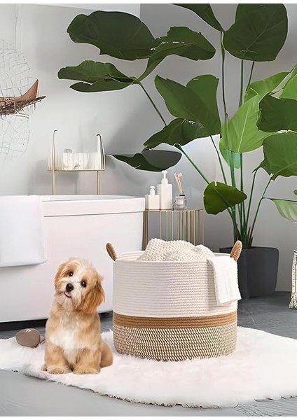 Rustic Retreat Jüt Kapaklı Moderin Tssarım Geniş Hacim Kapasiteli Çamaşır Oyuncak Havlu Battaniye Giyisi Sepeti Zarif ve Estetik Tasarım Depolayıcı Organizer Y (Jüt_beyazkırçıl) fiyatları