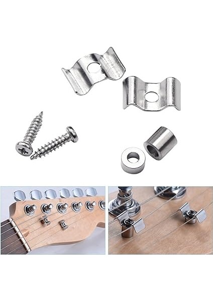 Elektro Gitar Tel Tutucu 1 Çift Metal Kordon Ağaç Kılavuzu Tutucu St &amp; Sq Için Elektro Gitar Bas Yedek Parçaları Siyah fırsatları