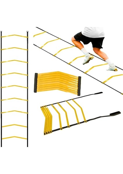 4 Metre Antrenman Merdiveni 9 Çubuklu Ayarlanabilir Dayanıklı Esnek Idman Merdiveni Futbol Için Eğitim Merdiveni