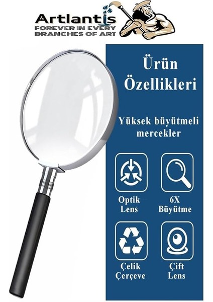 mm 1 Adet 6x Plastik Sap Çerçeveli 9 cm Büyüteç Merçek Okul Büro Ofis Krom Kaplama Büyüteç fiyatları
