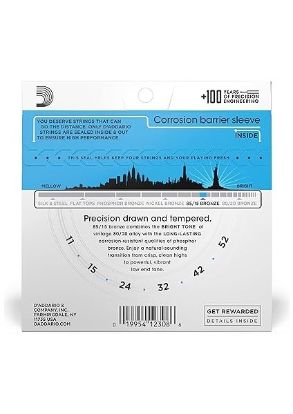 EZ910 Akustik Gitar Tel Seti, 85/15 Bronze, Light Gauge modelleri