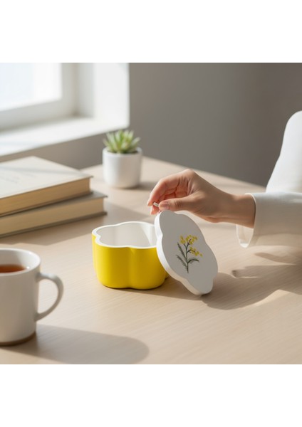 Mimoza Desenli Dekoratif Kapaklı Kutu – 10 cm x 6 cm modelleri