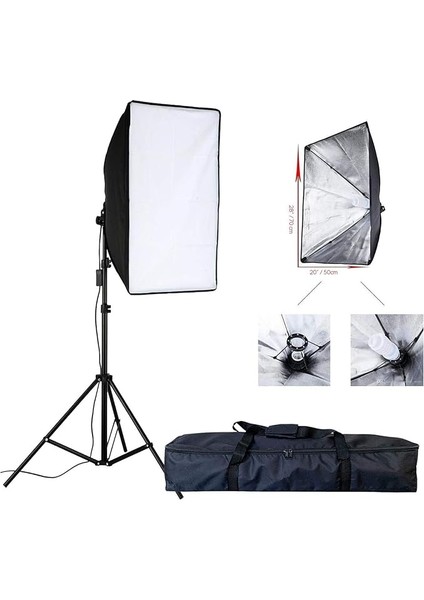 Softbox Çift Duylu Sürekli Işık Seti, 50X70CM