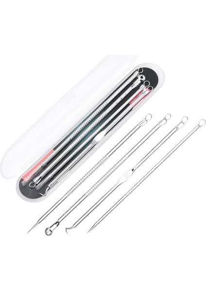 Nokta Akne Temizleyici 4'lü Kutulu Paslanmaz Komedon Gümüş Komedon Seti Sivilce Siyah Nokta Çıkarıcı Kaliteli