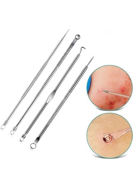 Nokta Akne Temizleyici 4'lü Kutulu Paslanmaz Komedon Gümüş Komedon Seti Sivilce Siyah Nokta Çıkarıcı Kaliteli modelleri