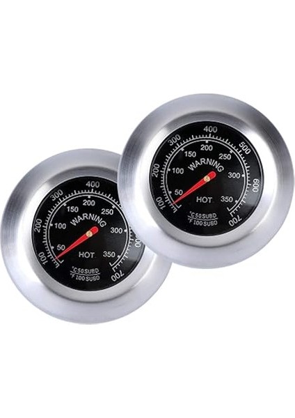 Paslanmaz Çelik Sigara Içen Mangal, 2 Adet, Barbekü Termometresi, Manometre, Paslanmaz Çelik, Bimetalik, Mutfak Kızartma, Gösterge Termometresi, Celsius ve Fahrenheit 100 – 700 ℉