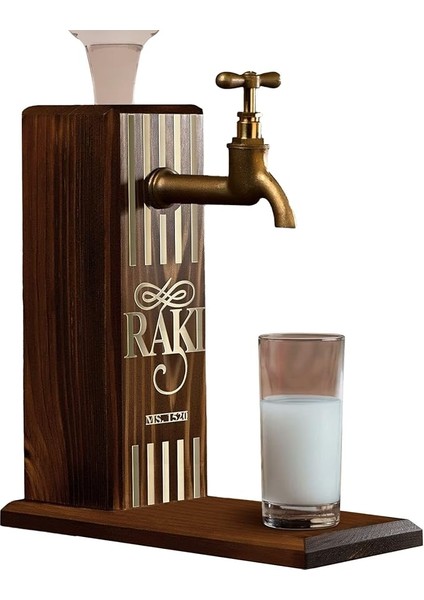 Gift Özel Rakı Baskılı Musluklu Doğal Ahşap Içki Standı, Içki Çeşmesi, Doğum Günü Hediyesi, Ev Hediyesi, Içecek Dispenseri