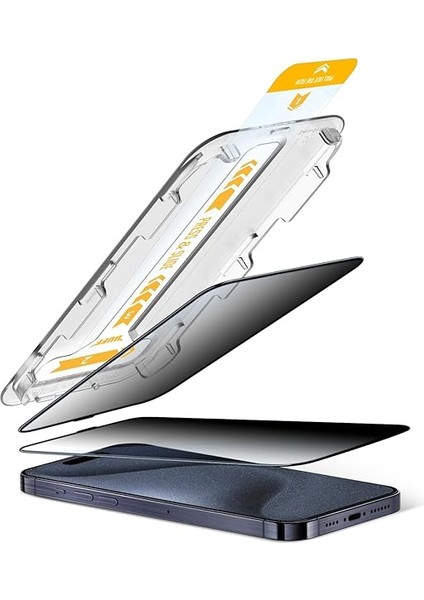Labs iPhone 15 Serisi ile Uyumlu 5d Privacy Easyfit 2 Adet Kolay Uygulama Aparatlı Ekran Koruyucu Temperli Cam Hayalet Ekran (Iphone 15 Pro) modelleri