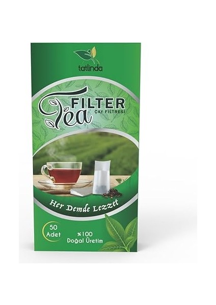 tatlinda filter tea 50'li büyük boy l doğal ağaç liflerinden üretilmiş çay filtresi demleme poşeti (200 adet) fırsatları
