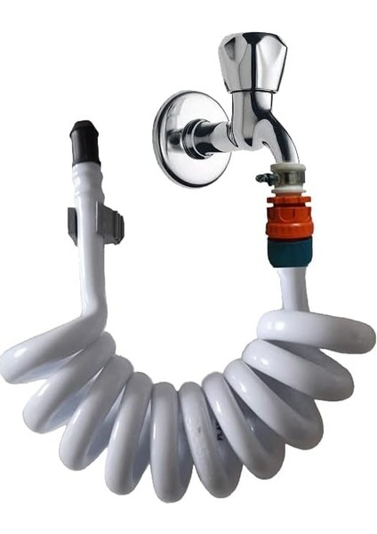 Spiral Wc Taharet Hortumu Rekorlu ve Duvara Sabitlemeli 1 Metre Beyaz (Rekorlu)