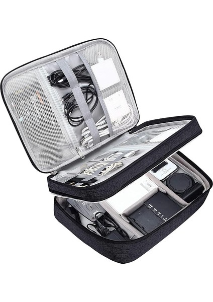 Seyahat Elektroniği Düzenleyici, Elektronik Aksesuarlar Için Su Geçirmez Kablo Düzenleyici Çanta, Çift Katmanlı Büyük Darbeye Dayanıklı Kablo Saklama Çantası, Kablo, Güç Bankası, Tablet Için