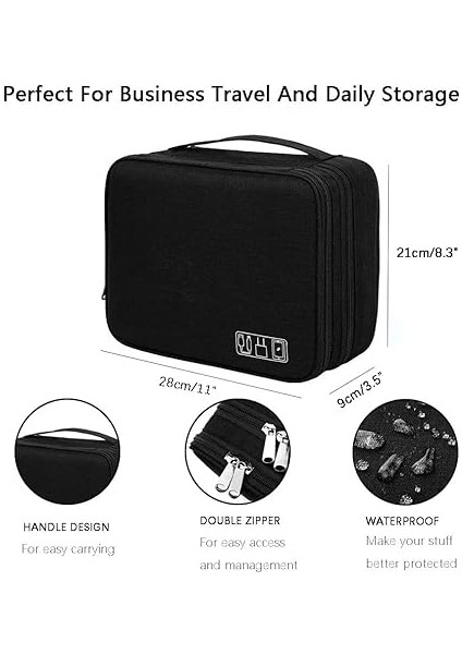 Seyahat Elektroniği Düzenleyici, Elektronik Aksesuarlar Için Su Geçirmez Kablo Düzenleyici Çanta, Çift Katmanlı Büyük Darbeye Dayanıklı Kablo Saklama Çantası, Kablo, Güç Bankası, Tablet Için modelleri