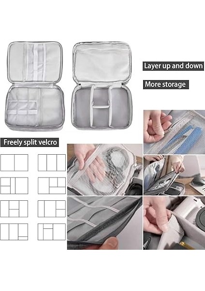 Seyahat Elektroniği Düzenleyici, Elektronik Aksesuarlar Için Su Geçirmez Kablo Düzenleyici Çanta, Çift Katmanlı Büyük Darbeye Dayanıklı Kablo Saklama Çantası, Kablo, Güç Bankası, Tablet Için fırsatları