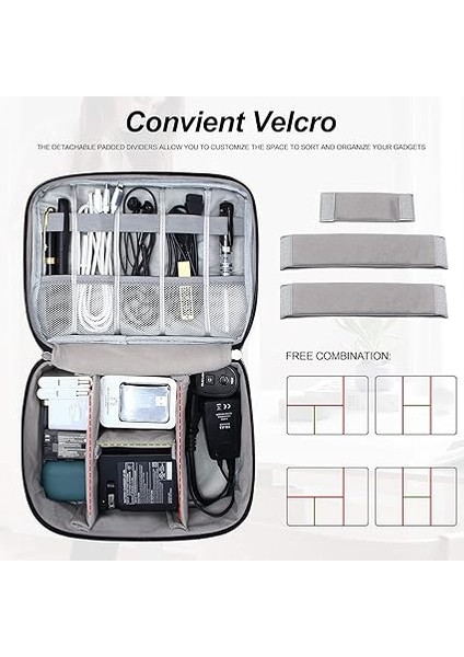 Seyahat Elektroniği Düzenleyici, Elektronik Aksesuarlar Için Su Geçirmez Kablo Düzenleyici Çanta, Çift Katmanlı Büyük Darbeye Dayanıklı Kablo Saklama Çantası, Kablo, Güç Bankası, Tablet Için indirimleri