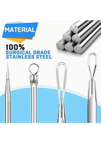 4'lü Kutulu Paslanmaz Çelik Komedon Akne Siyah Nokta Sivilce Siğil Temizleyici Çıkarıcı Seti Gümüş fırsatları