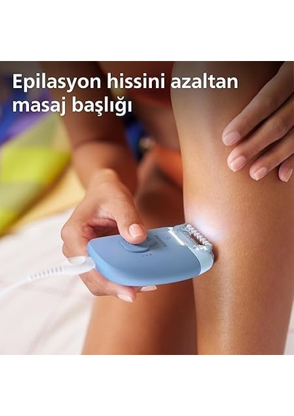 Epilasyon Cihazı, Taşınabilir Kompakt Tasarım, LED Işıklı Yıkanabilir Başlık, Masaj ve Tıraş Başlığı, Peeling Eldiveni Hediyeli, 4 Haftaya Kadar Pürüzsüzlük, Açık Mavi Renk, BRE247/05 fırsatları