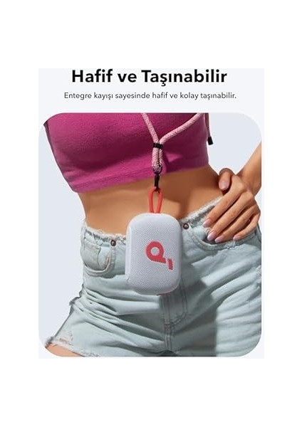 By Anker, Select 4 Go, 20 Saat Ultra Oynatma Süresi, 5W Güçlü Ses, IP67 Tam Koruma ve Yüzerlik, Hafiflik ve Kayış Tasarım, Taşıması Kolay, Kablosuz Stereo Eşleştirme (Tws), Kırmızı Beyaz indirimleri