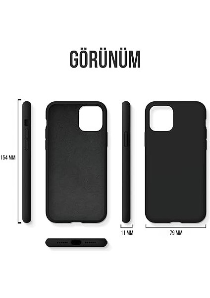 iPhone Kılıf Ince Sıvı Silikon 3 Katmanlı Tam Kaplamalı Yumuşak Jel Kauçuk Kılıf Kapak (Siyah, iPhone 11) fırsatları