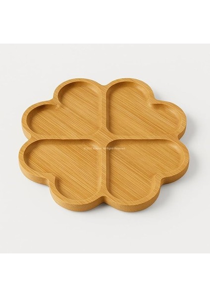 Bambu Sunum Tabağı Çerezlik Doğal Ahşap Şık ve Dayanıklı Sunumluk (Yonca)