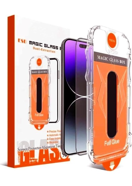 iPhone Ile Uyumlu Point Hizalama Aparatlı Darbe Emici ve Takılırken Camın Altında Kesinlikle Toz Bırakmayan Darbelere Karşı Ekstra Güçlü Ekran Koruyucu Cam (Iphone 11 / Xr)