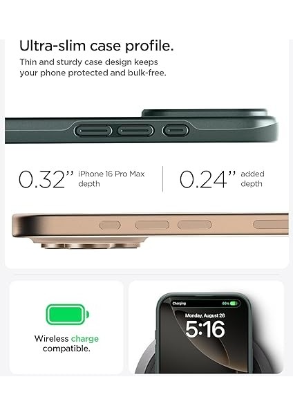 iPhone 16 Pro Max Ince Magsafe Kılıf Thin Fit Hava Kanalı Teknolojisi™ Askeri Sınıf Koruma Magfit Abyss Green Kapak - ACS07981 indirimleri