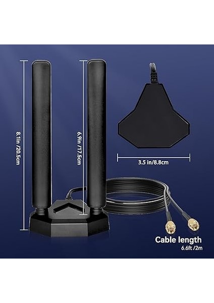 Tri Band Wifi 6e Anten 8dbi 2.4ghz 5.8ghz 6ghz Wlan Anten Manyetik Ayaklı, Rp-Sma Fiş Iç Anten Wlan Kablosuz Yönlendirici Bluetooth Wifi Güvenlik Kamerası ile Uyumlu fiyatları
