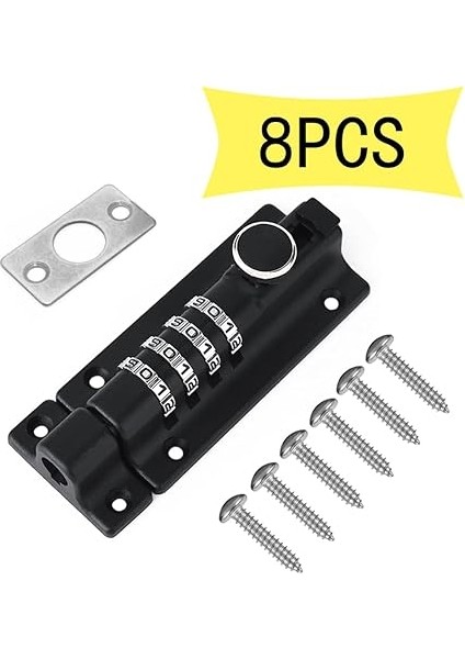 Şifreli Kilitli Kapı Sürgüsü, 1 Set Sürgü Sayı Kilidi, Kapı Sürgüsü, Yüzeye Bağlı Kapılar Için, Manipülasyona Karşı Emniyetli Sürgülü Kilit, 4 Haneli Şifreli Kilit, Kilit, Kapı Kilidi modelleri