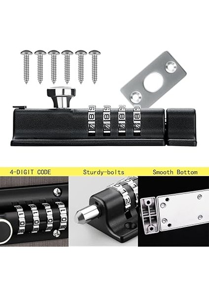 Şifreli Kilitli Kapı Sürgüsü, 1 Set Sürgü Sayı Kilidi, Kapı Sürgüsü, Yüzeye Bağlı Kapılar Için, Manipülasyona Karşı Emniyetli Sürgülü Kilit, 4 Haneli Şifreli Kilit, Kilit, Kapı Kilidi fırsatları