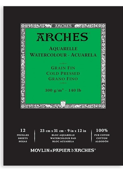 Arches Suluboya Defteri, 23 x 31CM, 12 Sayfa, 300GR