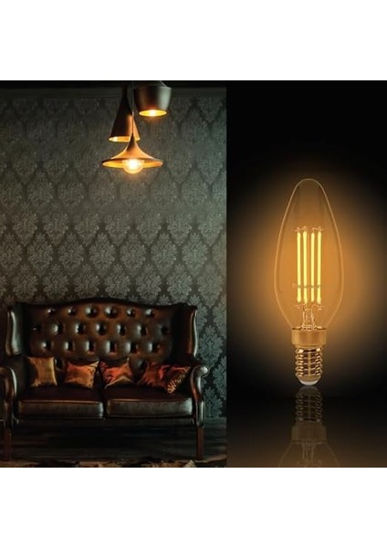 E14 Fil Lamba, Sarı Işık 2W 200LM 2700K Clear modelleri