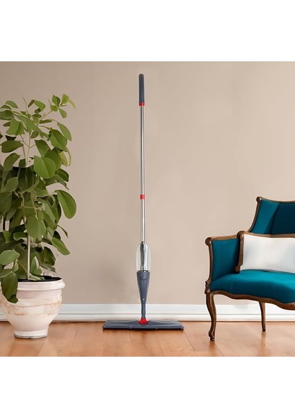 13279 Deterjan Hazneli 360 Derece Dönebilen Sprey Mop Yedek Bezli Temizlik Paspası - Antrasit