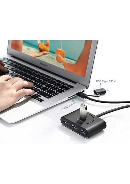 USB A/usb C To 4 Port USB 3.0 Hub Çoklayıcı Siyah 1 Metre fiyatları